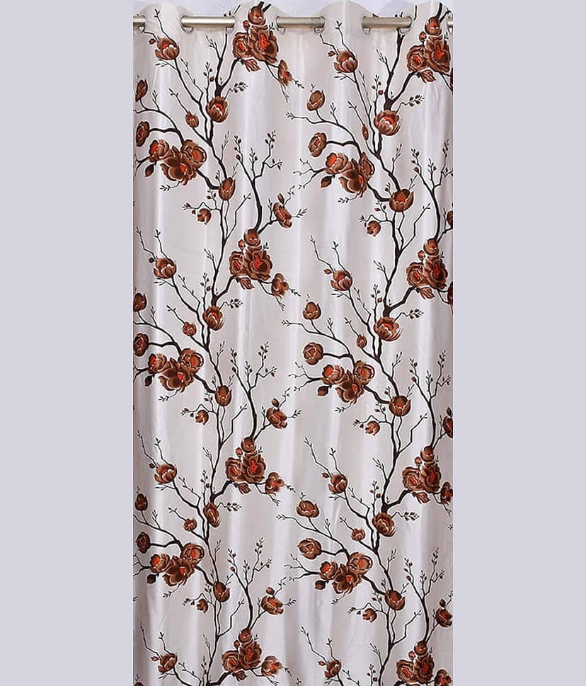 Kraftiq Homes Floral Semi-Transparent Eyelet Curtain 7 ft ( Pack of 5 ) - Multicolor view 2