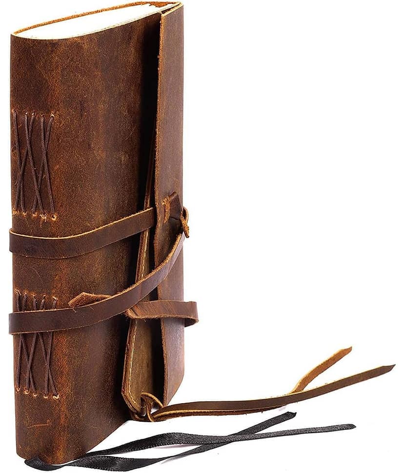 Finished Leather Journal With 100% Handmade Paer A5 Diary Unruled 200 Pages (Brown) view 2