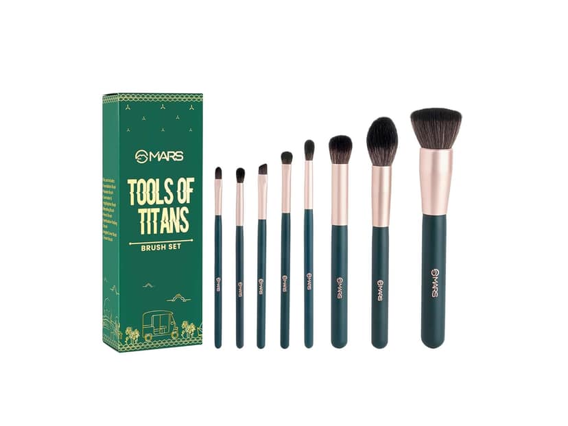 MARS Tools of Titan Brush Set, 8- Piece Makeup Brush Set, Long-Lasting Makeup Brushes, Brushes for Beginners, Blending, Eyeshadow Without Holder