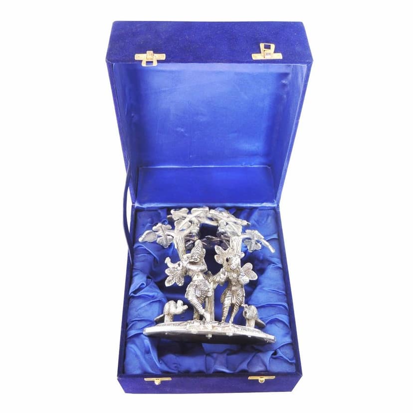 Aluminium Standing Radha Krishna Idol Under Tree ? Home Decor Statue, Height : 7.5 Inch (ASMAS134 S) view 4