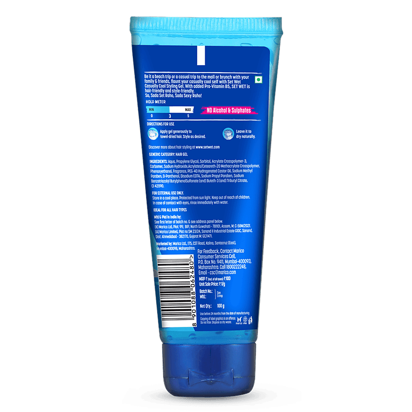 Set Wet Styling Hair Gel For Men - Casually Cool, 100 Ml Tube view 2