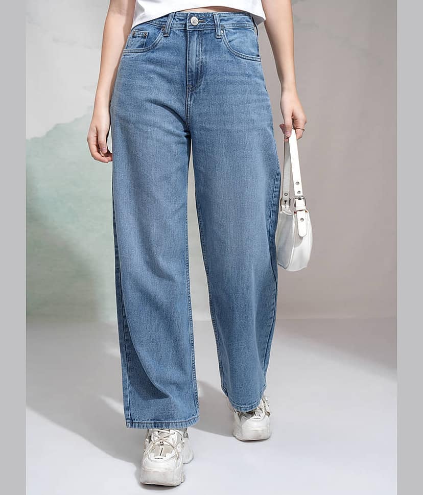 Tokyo Talkies Women's Flared Mid-Rise Jeans ( Light Blue )