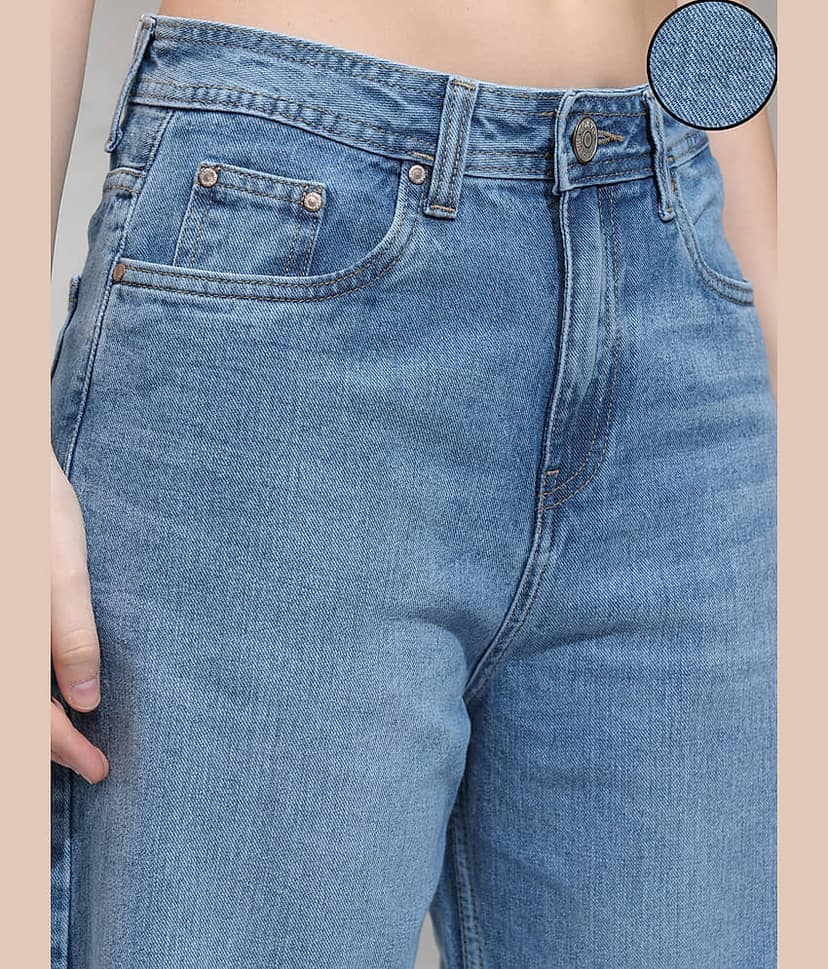 Tokyo Talkies Women's Flared Mid-Rise Jeans ( Light Blue ) view 5