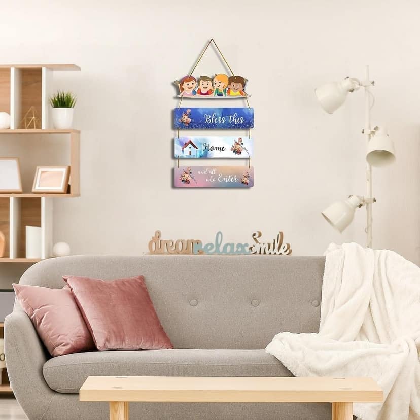 Charmor Bless the Home Decorative Wall Hanger for Living Room | Bedroom | Gift | Home Decoration | Wooden Design Item (WH3302) view 2