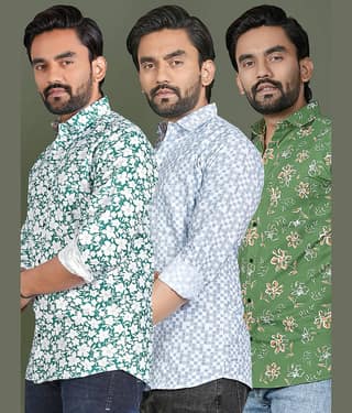 ADWYN PETER 100% Cotton Regular Fit Printed Full Sleeves Men's Casual Shirt - Multicolor 12 ( Pack of 3 )