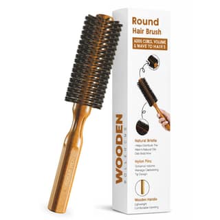 RUBAB MEN Wooden Roller Hair Brush Round Comb for Men & Women RUBAB MEN Wooden Roller Hair Brush Round Comb for Men & Women - Brown / Round Hair Brush