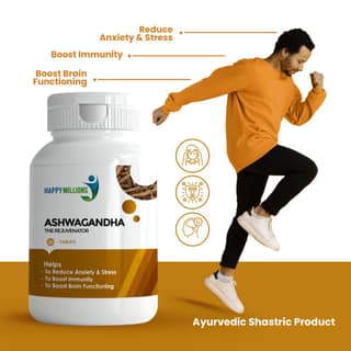 Happy Millions Ayurvedic Ashwagandha - The Rejuvenator | 30 Tablet