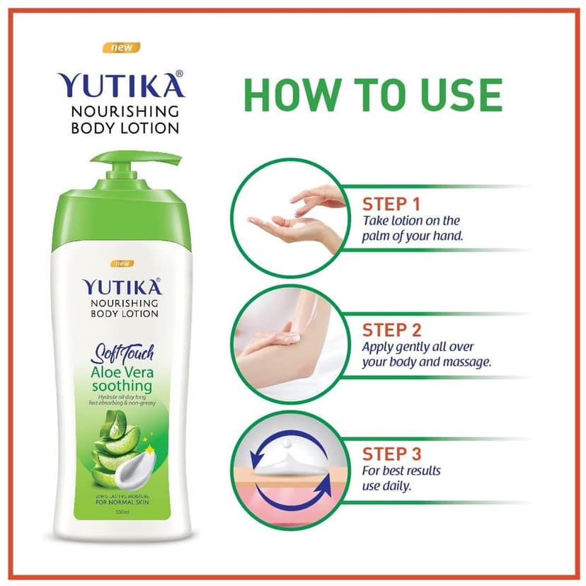Yuthika Soft Touch Light Moisturizer Cream 300ml and Aloe Vera Body Lotion 500ml Combo Pack view 8