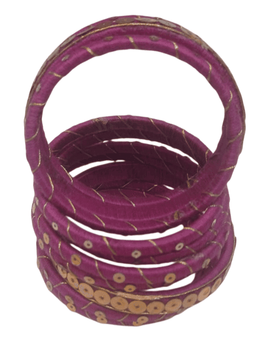 Set of 10 bangles, pink with gold sequins view 4
