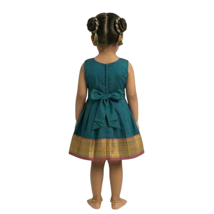 Baby Girls Summer Frock Dress (0–5 Years) | Soft Acrylic Cotton with Pure Cotton Lining | Sleeveless Round Neck | Lightweight & Breathable (in, Age, 12 Months, 18 Months, Regular, Morpankhi) view 2