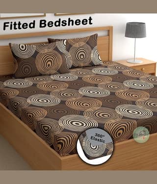 CG HOMES Cotton 1 Double Fitted Bedsheet with 2 Pillow Covers ( 220 cm x 220 cm ) , Brown