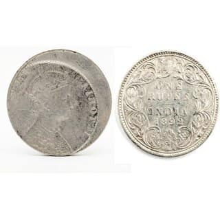 Brockage Error 1 Rupee, Victoria Queen Silver Plated Ancient India Coin Heritage
