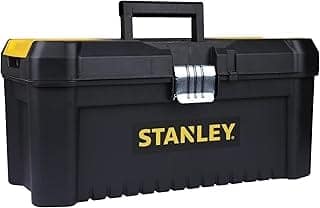 STANLEY STST75518-8 16'' Organised Heavy-Duty Portable Essential Toolbox with Top Lid & Removable Tray Compartment for Easy & Convenient Storage, Top Pad Lock Eye, 1 Year Warranty, 41x19.5x20 cm