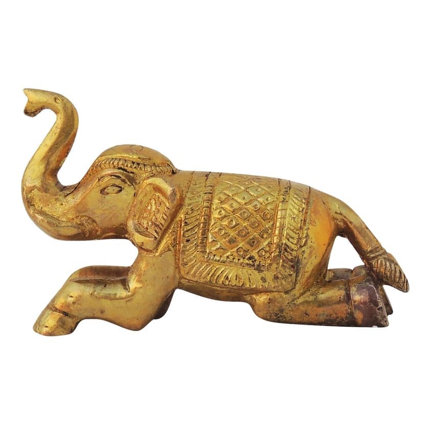 Antique Finish Brass Elephant Decorative Showpiece for Interior Styling, Height : 2.1 Inch (BSMAS1130 B) view 2