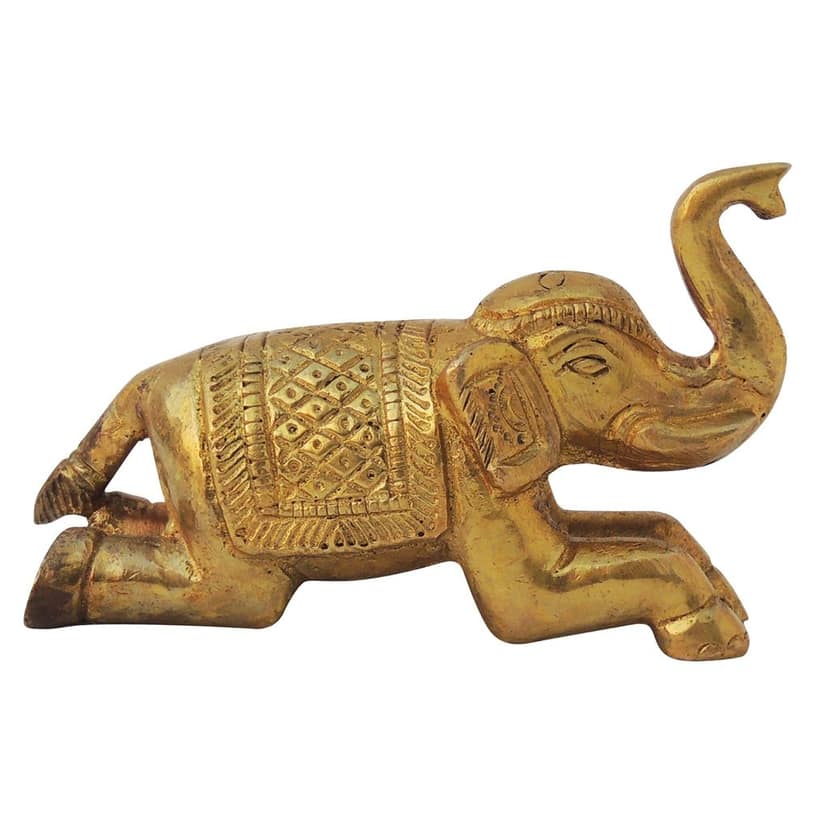 Antique Finish Brass Elephant Decorative Showpiece for Interior Styling, Height : 2.1 Inch (BSMAS1130 B) view 3