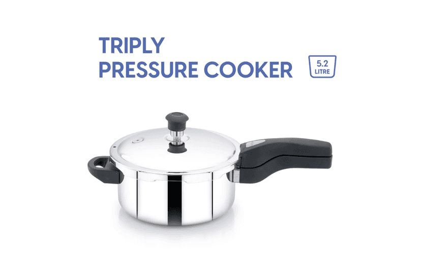 Navarasa Triply Pressure Cooker | Outer Lid | Stainless Steel | 5 L - Induction Compatible | ISI Certified view 2