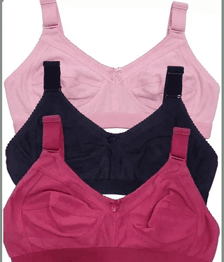 EASTERN CLUB Pack of 3 Cotton Non Padded T-Shirt Bra For Women ( Black,Pink,Fuchsia )