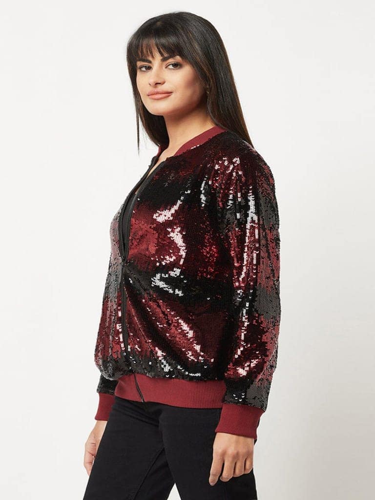 Red And Black Sequins Jacket view 4