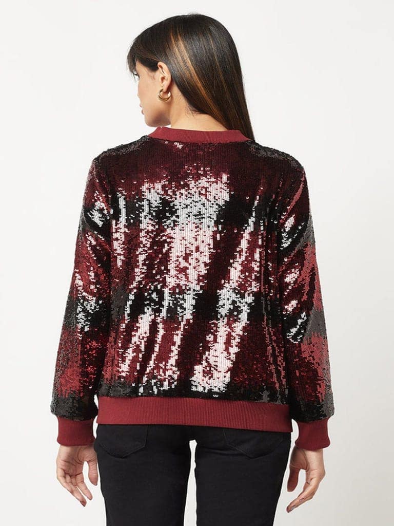 Red And Black Sequins Jacket view 6