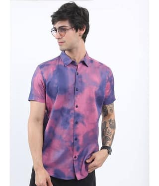 Ketch 100% Cotton Regular Fit Printed Half Sleeves Men's Casual Shirt - Pink ( Pack of 1 )