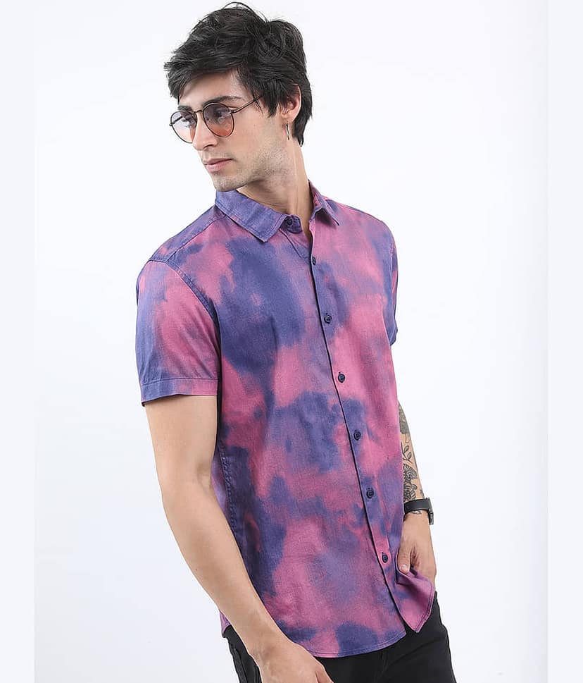 Ketch 100% Cotton Regular Fit Printed Half Sleeves Men's Casual Shirt - Pink ( Pack of 1 ) view 3