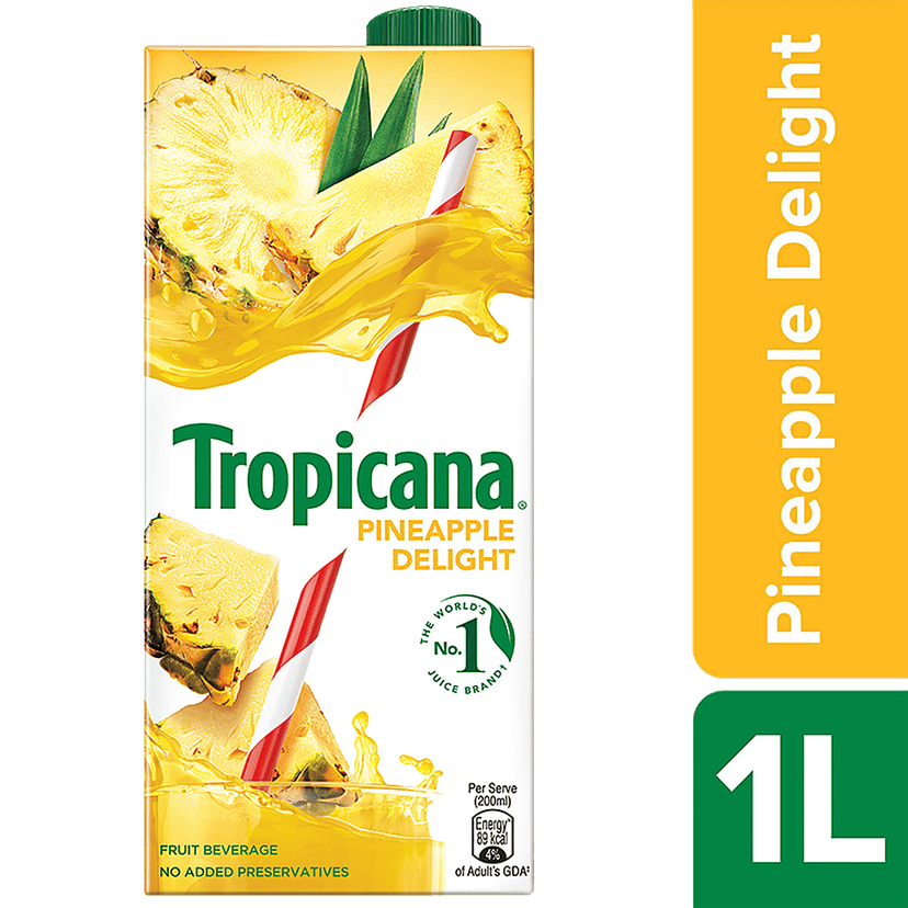 Tropicana Delight Fruit Juice - Pineapple, 1 L