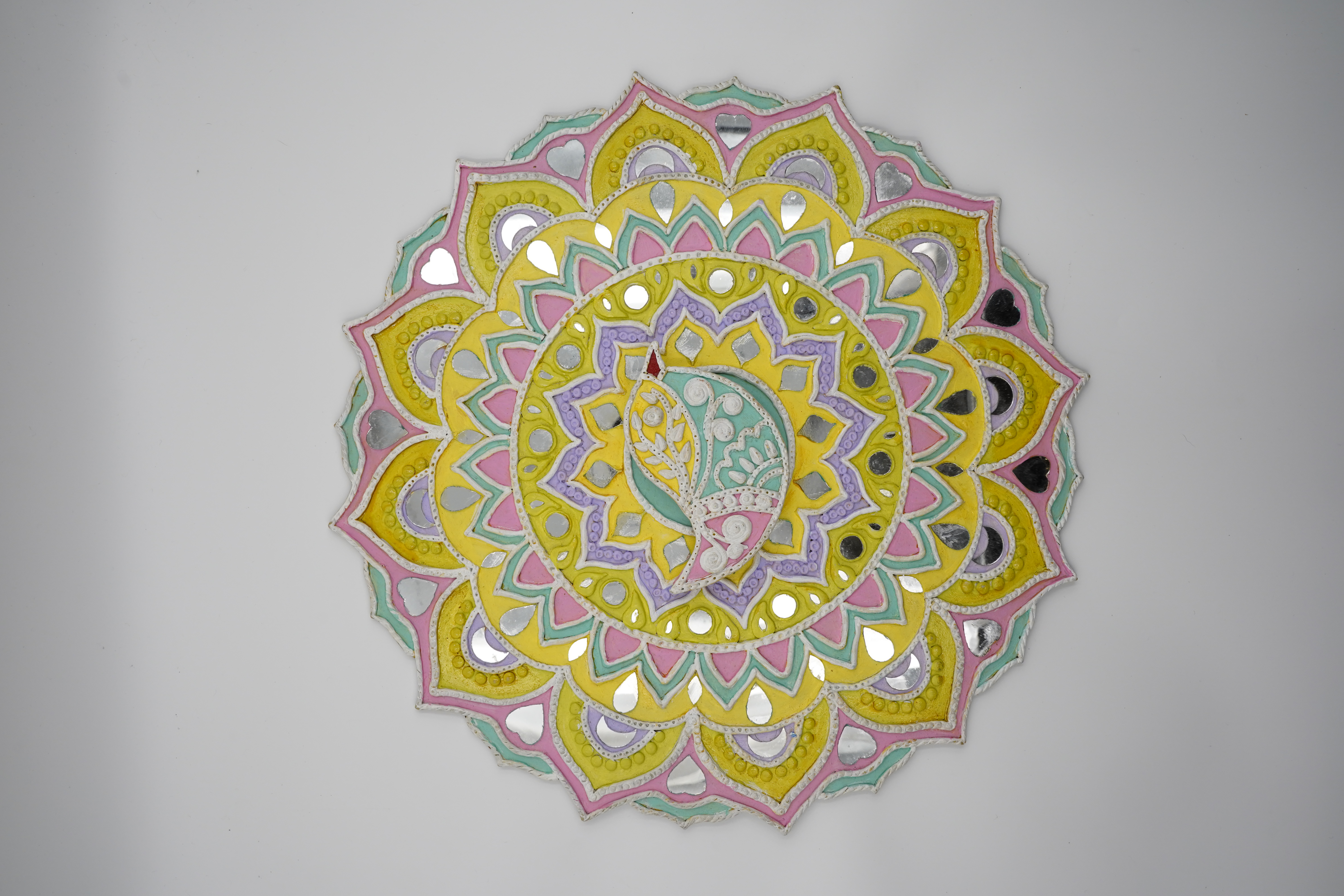 Handmade Lippan Art Wall Decor with Traditional Mirror Work