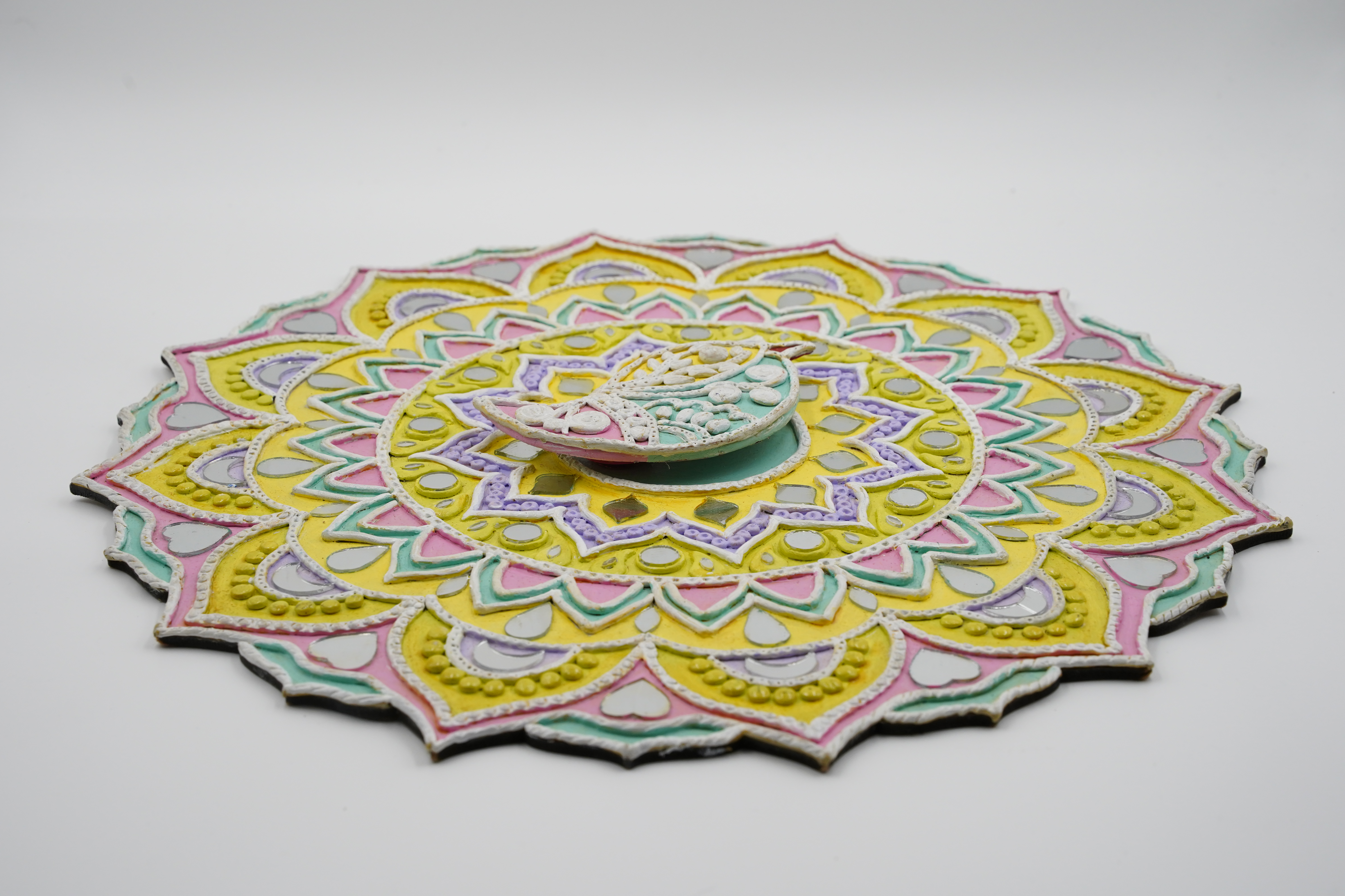 Handmade Lippan Art Wall Decor with Traditional Mirror Work view 2