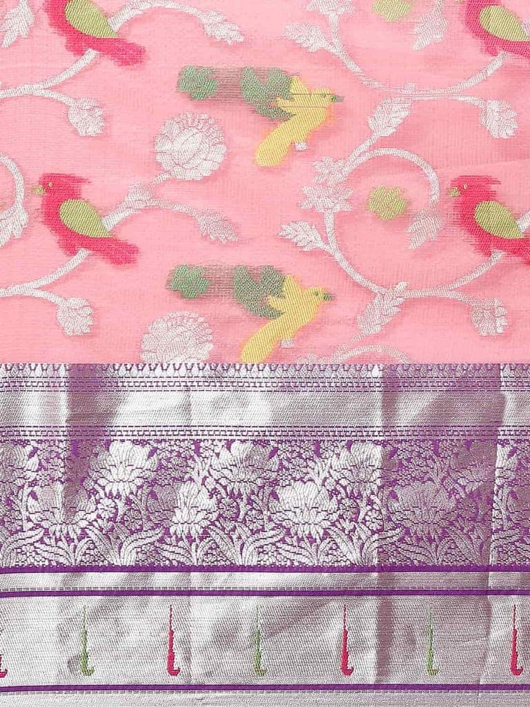 Women's Brocade Soft Silk Zari Woven Saree With Unstiched Blouse Piece view 4