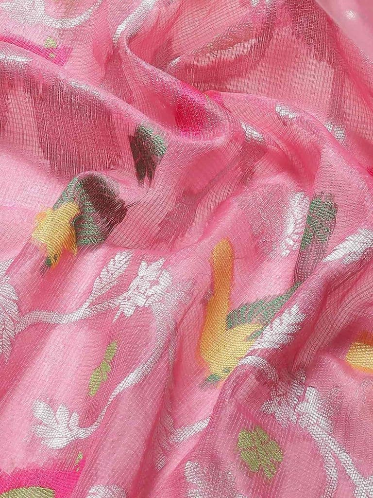 Women's Brocade Soft Silk Zari Woven Saree With Unstiched Blouse Piece view 6