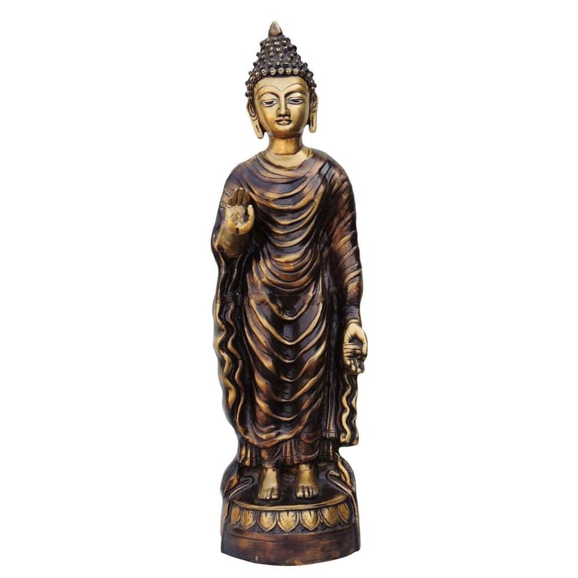 Brass Standing Buddha Decorative Statue - Premium Home Decor, Height : 25 Inch (BSMAS723 A) view 2