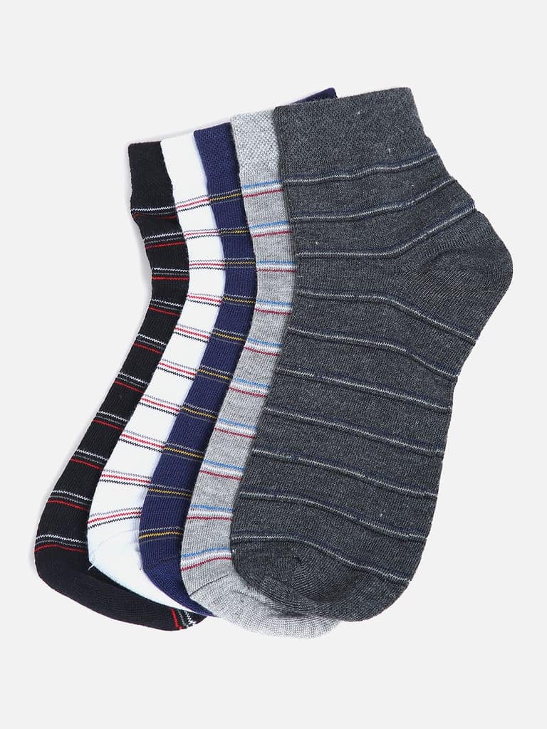 Kolor Fusion Men's Striped Above Ankle Length Long Cotton Socks (Pack of 5) view 8