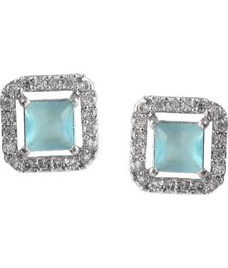 Jewar Mandi - Navy Blue Stud Earrings ( Pack of 1 )