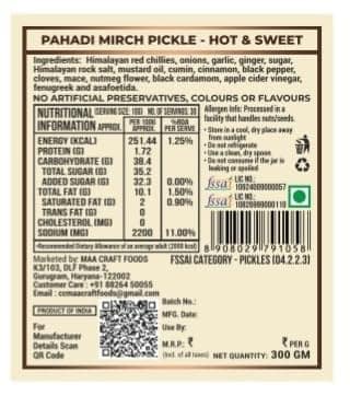 Maa Craft Pahadi Mirch Pickle (Hot & Sweet) | Himachali Chilli Pickle | Traditional Indian Achaar | Himalayan Crafted | Spicy & Sweet | No Artificial Flavours | 300g view 7
