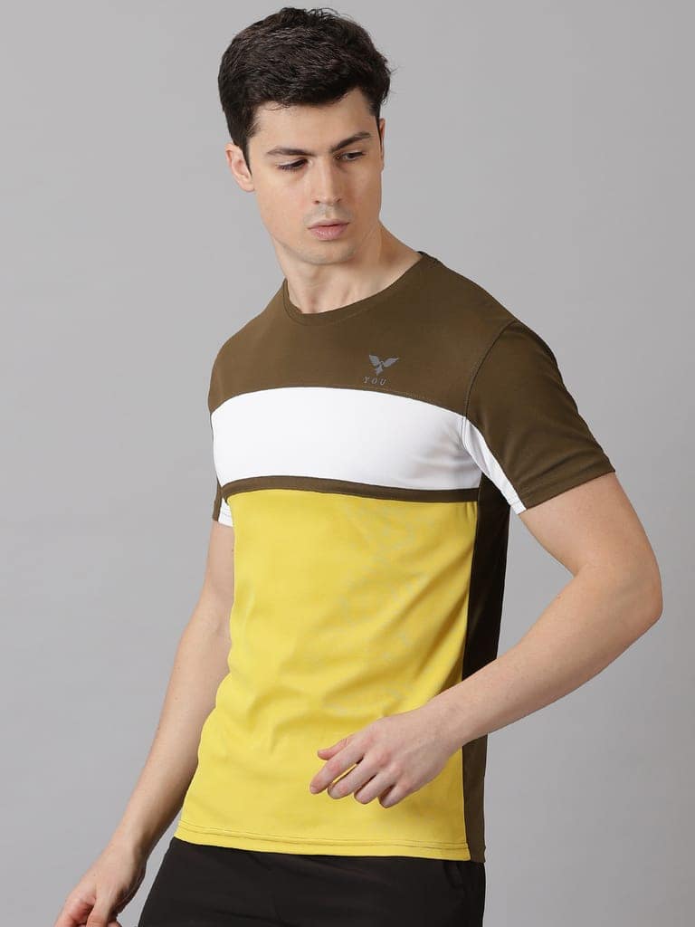 Polyester Olive & Yellow Round Neck view 4