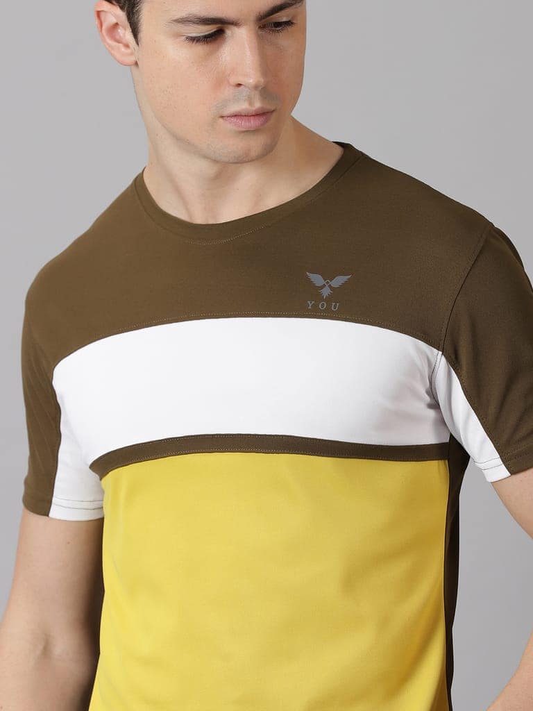 Polyester Olive & Yellow Round Neck view 6