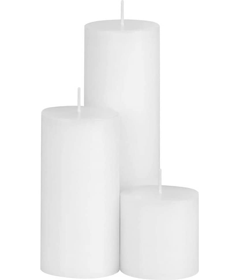 Parkash Candles White Unscented Pillar Candle 14 cm ( Pack of 3 )