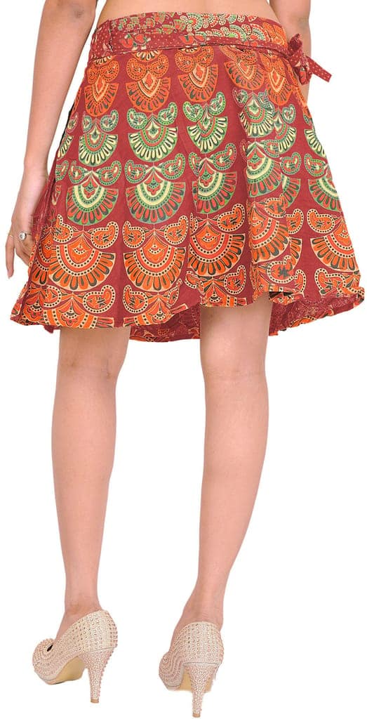 Barberry Sanganeri Wrap-Around Mini-Skirt with Printed Motifs view 2