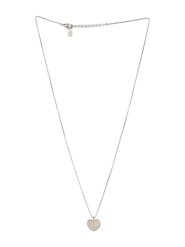 925 Sterling Silver Rhodium Plated Heart Enamelled & Zircon Studded Pendant Necklace & Chain view 4
