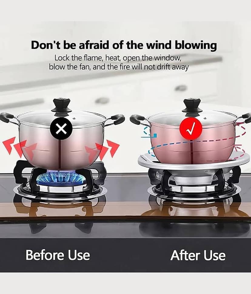 RAMDEV ENTERPRISE Gas Saver Burner Stand Gas Chula Burner Gas Stove Burner Stand Jali Ring Fire & Windproof Energy Saving, Gas Chula Support Stand 4 Legs Supported For Indian Gas 0.7mm (Pack Of 1). view 2