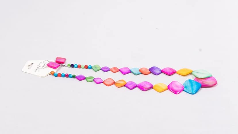 "Colorful MOP Diamond-Cut Shell Necklace and Earrings Set" view 2
