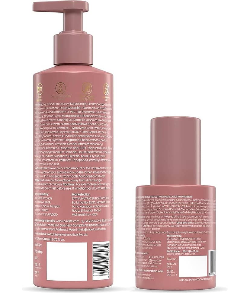The Plant Fix Plix Flaxseed Ultrasmooth Advanced Shampoo & Anti-Frizz Serum Combo, Controls Frizz (2 Items in the set) view 2