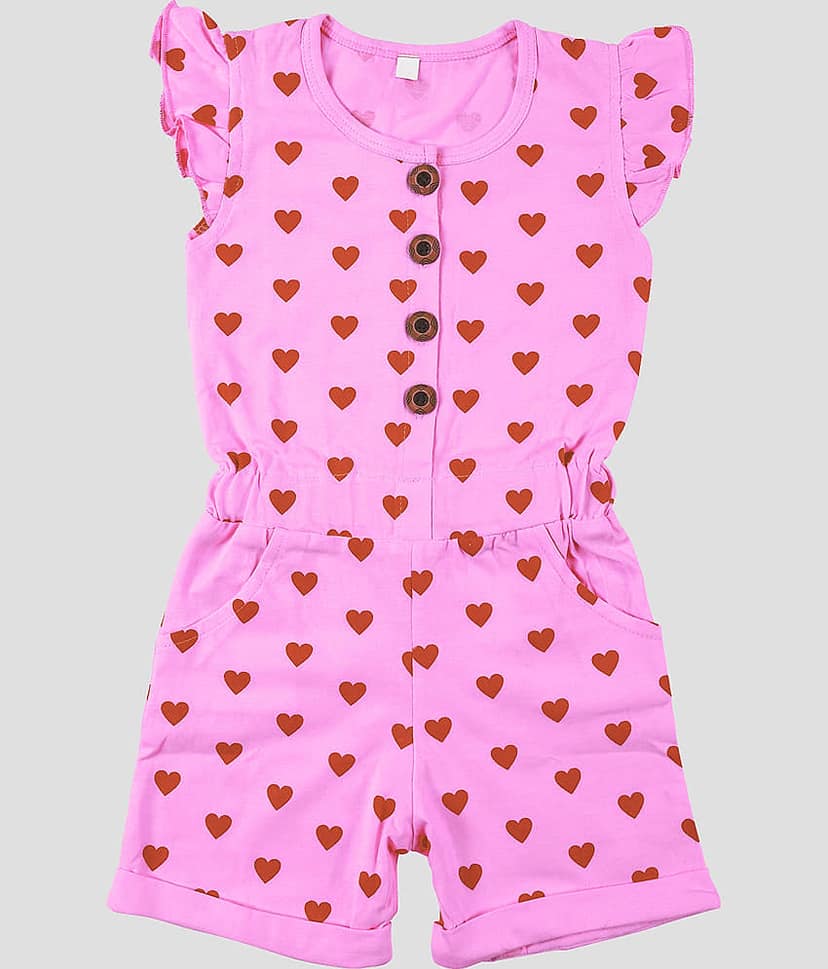 CATCUB Girls Cotton Jumpsuit ( Pack of 1 , Pink )
