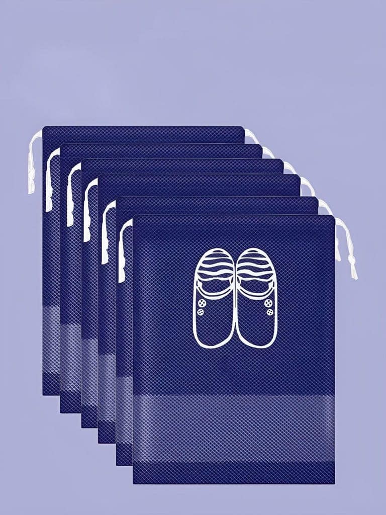 Durable Blue Shoe Covers with Drawstring Closure - Waterproof Pack of 8 pcs