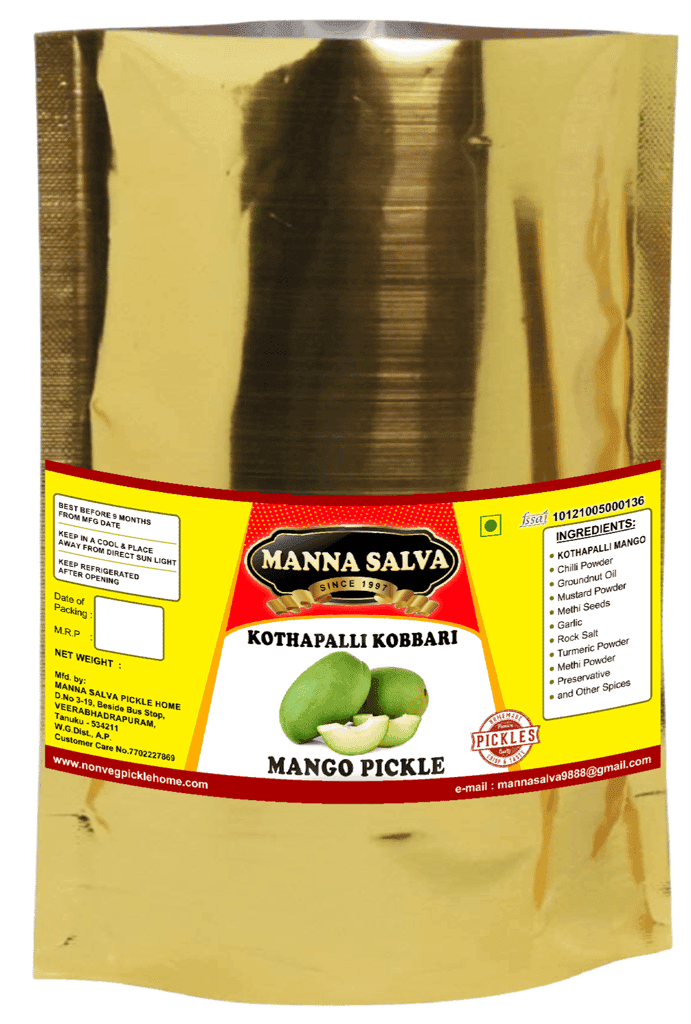 Manna Salva Pickles- Mango Pickle - Kothapalli Kobbari - Veg Pickle
