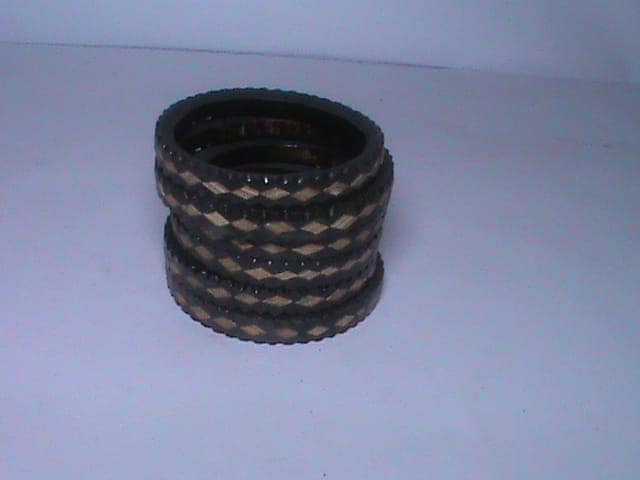 Black and Brown Beaded Chunky Bangle Bracelet Set of 6 view 2