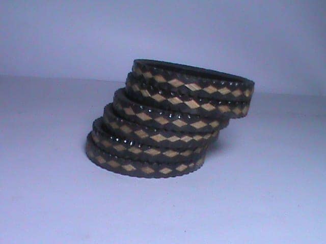 Black and Brown Beaded Chunky Bangle Bracelet Set of 6 view 3