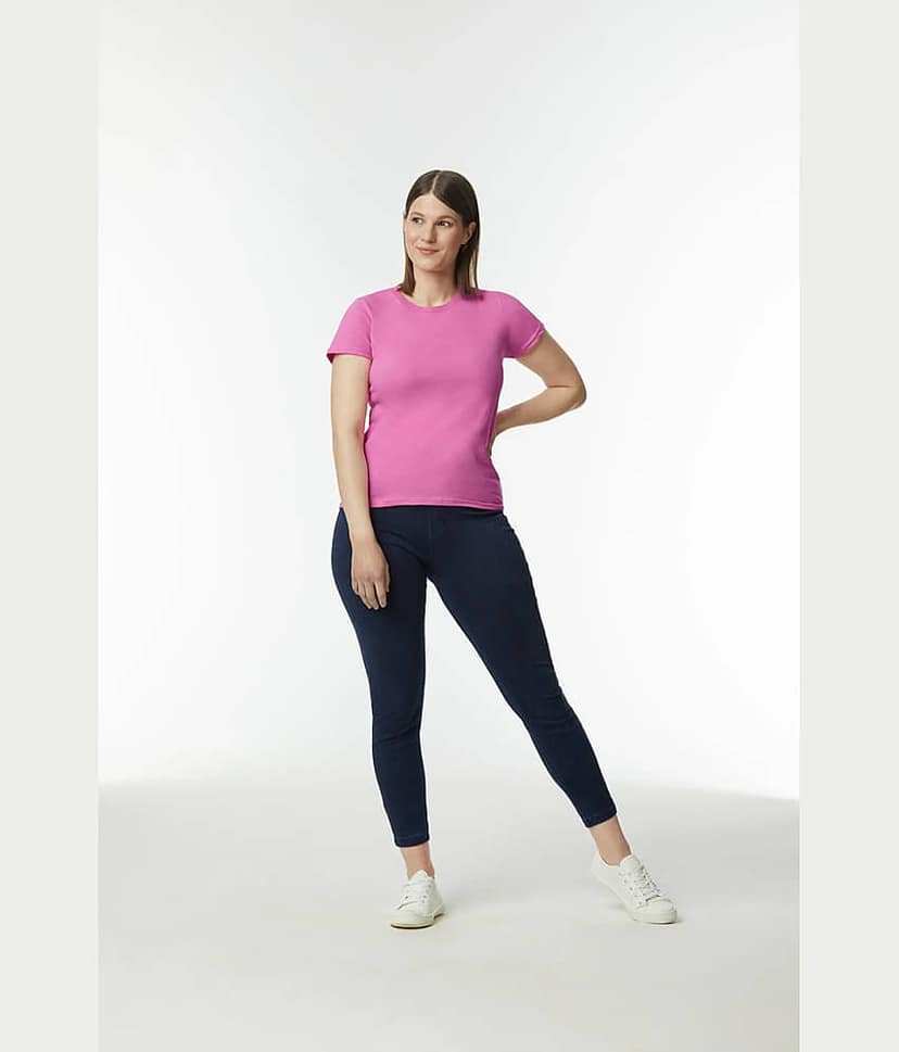 Gildan Women Cotton Solid Regular Fit Round Neck T-Shirt ( Multicolor 1 ) view 3