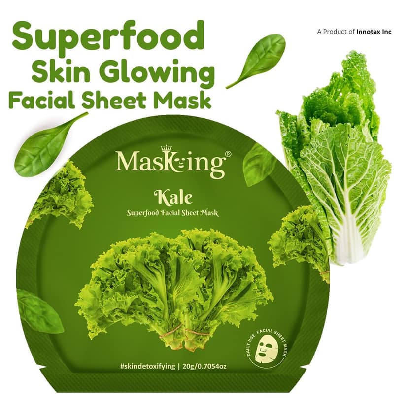 Superfood Kale facial sheet mask for glowing Skin and Hydrating, Pack of 5 view 2
