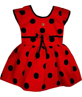 LITTLE PANDA 100% Cotton Skater For Girls ( Pack of 1 , Red )
